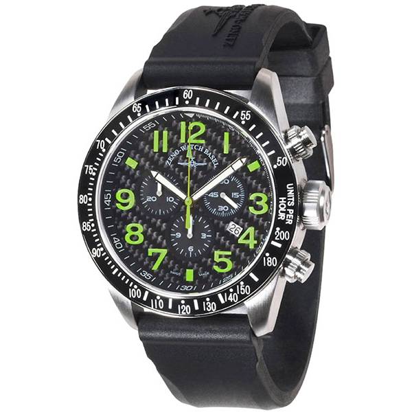 zeno watch basel chronograph sport quartz edelstahl carbon grn