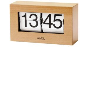 AMS Flip-Clock digital Tischuhr Buche