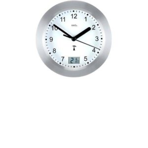 AMS Funk Tisch- Wanduhr, Baduhr Thermometer 17cm