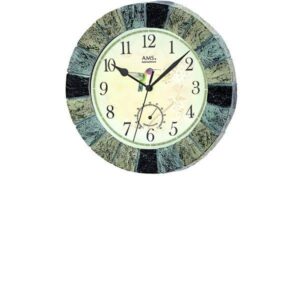 AMS Funkwanduhr für drinnen und draussen mit Thermometer, farbig