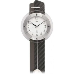 AMS Pendeluhr, Funk Wanduhr, anthrazit mit Carbon Applikation