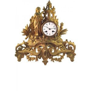 _ANTIK mechanische Empire Tischuhr mit Frau und Mühlrad, ca. 1820