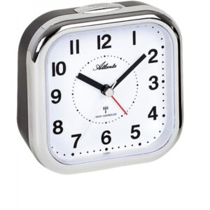 ATLANTA grosser Funkwecker Silent mit Glockenalarm, schwarz/silber