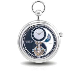 Automatik Taschenuhr, Residence Yin Yang Sichtunruh, Tag & Nacht silber
