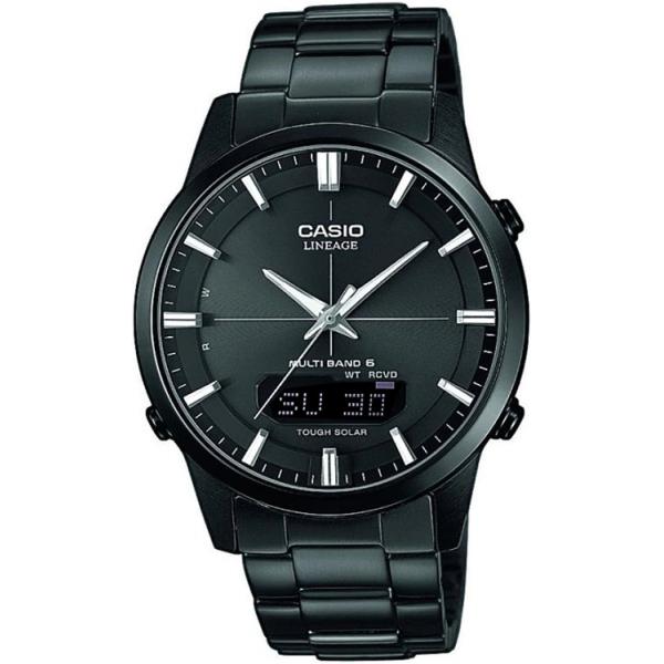 casio digi analog lineage tag datum solar funkuhr edelstahl schwarz