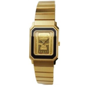 CATENA Lingot d'or, Quartzuhr mit 1g Goldbarren, vergoldet schwarz