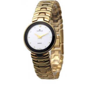 CATENA Marbella, vergoldete Damenuhr schwarz weiss