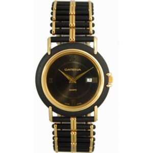 CATENA Othello Flatline, flache Quartz Armbanduhr schwarz