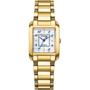 _CITIZEN Elegant Lady, Solaruhr Edelstahl vergoldet rechteckig