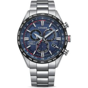 CITIZEN Elegant Weltzeit Eco Drive Solar Funkuhr, Titan blau