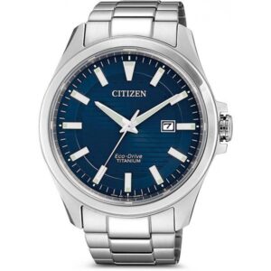 CITIZEN Herrenuhr, Eco-Drive Solar, Super Titanium, blau