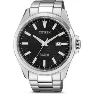 CITIZEN Herrenuhr, Eco-Drive Solar, Super Titanium, schwarz