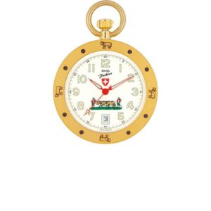 Ethno Taschenuhr Quartz, SWISS FOLKLOR Alpaufzug klein, weiss