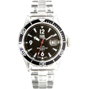 FHB Fun Watch, Opaque Quartz Uhr mit Gliederarmband schwarz