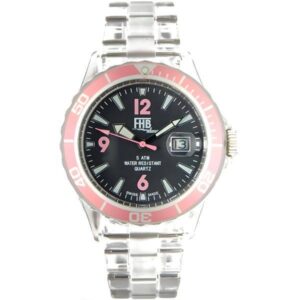 FHB Fun Watch, Opaque Quartz Uhr mit Gliederarmband schwarz/rosa