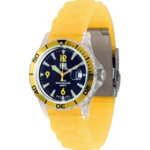 FHB Fun Watch, Opaque Quartz Uhr mit Silikonband, gelb