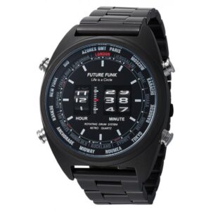 FUTURE FUNK Retro Digitaluhr Quartz, FF103 Stahl schwarz