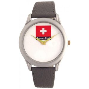 Grüezi Club, flache XL Quartzuhr mit Schweizer Fahne