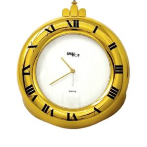 IMHOF Tischuhr Quartz, Oval vergoldet weiss