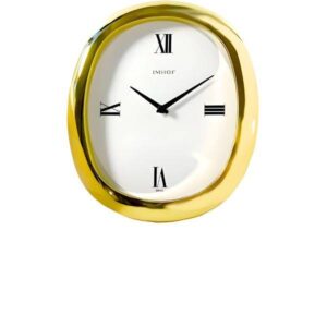 IMHOF Tischuhr Quartz, Oval vergoldet weiss