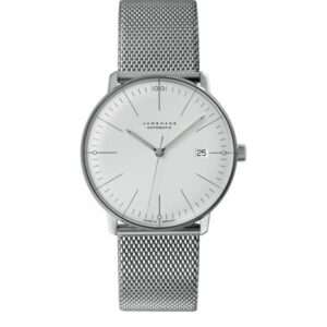 Junghans MAX BILL 38 Automatikuhr, Stahl weiss Index Mesh Datum