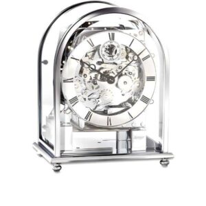 KIENINGER Arc Skelett, mechanische Tischuhr mit 3 Melodien, silber
