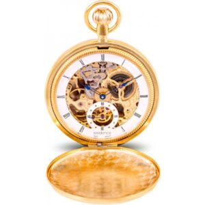 Klassik Taschenuhr Handaufzug, Skelett gold