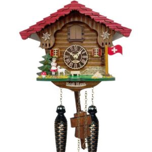 Kuckucksuhr Chalet Swiss, Holz Q-Wanduhr Heidi Haus