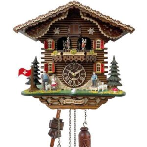 Kuckucksuhr Chalet Swiss, Holz Q-Wanduhr Heidi mit Tänzer