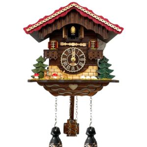 Kuckucksuhr Chalet Swiss, Holz Q-Wanduhr Reh und Hase
