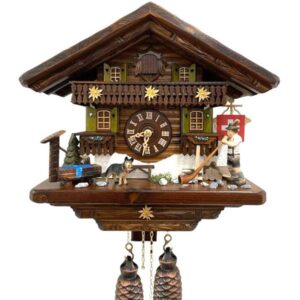 Kuckucksuhr Chalet Swiss, Holz Wanduhr mechanisch 8 Tage