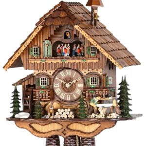 Kuckucksuhr Waldhaus, Holz Wanduhr mechanisch 8 Tage