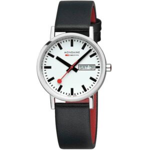 MONDAINE Classic 36, Bahnhofsuhr Tag+Datum