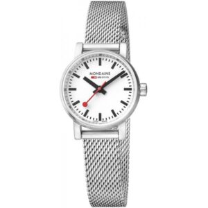 MONDAINE Evo2 26, Damen Bahnhofsuhr Petite Saphirglas, Mesh matt