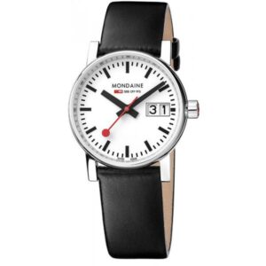 MONDAINE Evo2 30, Damen Bahnhofsuhr Big Date, Saphirglas