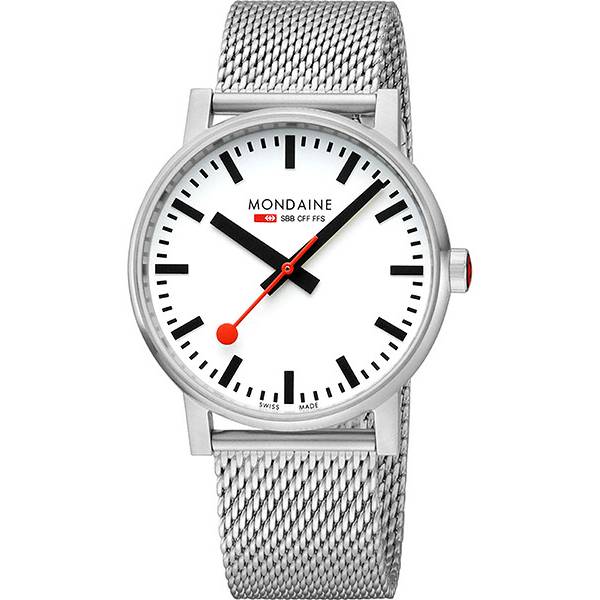 mondaine evo2 43 xl bahnhofsuhr saphirglas mesh