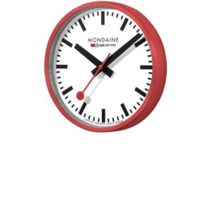 MONDAINE Wall Clock, SBB Bahnhofswanduhr, rot/weiss