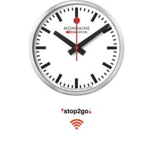 MONDAINE Wall Clock, SBB Bahnhofswanduhr Stop2Go WiFi