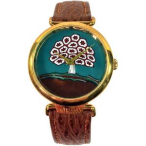 _MURANO® Sklettuhr Handaufzug, Murrina Glas Baum grün