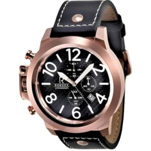 RENDEX Airforce Chronograph, Linkshänderuhr, Edelstahl vergoldet