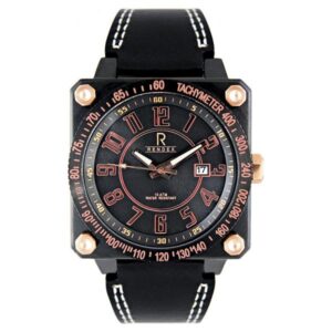 RENDEX Big Square Quartzuhr, Edelstahl PVD schwarz