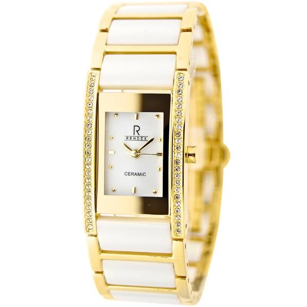rendex ceramic elegant quarzuhr weiss vergoldet