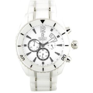 RENDEX Ceramic XL Chrono Quartz, Keramikband weiss