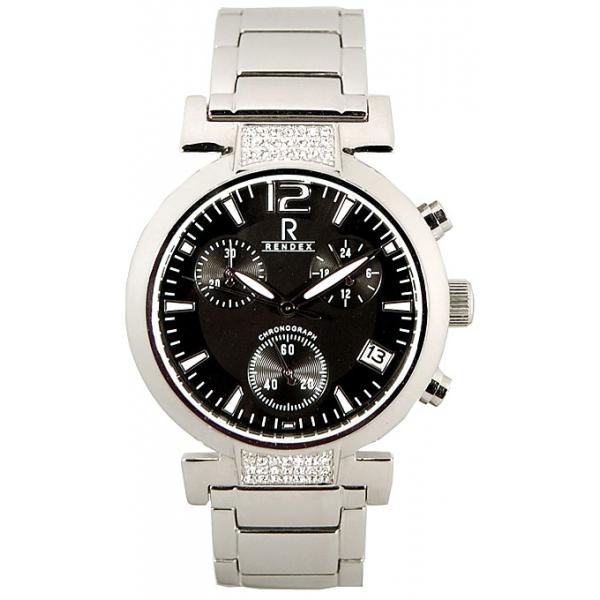 rendex crystals chronograph quartzuhr edelstahl