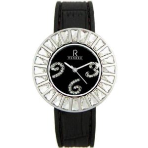 RENDEX Crystals Quartzuhr, Edelstahl schwarz