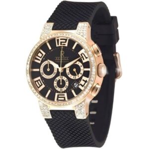 RENDEX De Luxe Quartz Chrono, Stahl rosé vergoldet Crystals