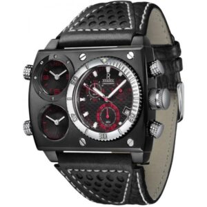 RENDEX Multitime XXL, Dreizeitenuhr Chronograph, Stahl schwarz