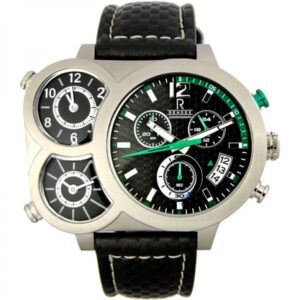 RENDEX Multitimer XXL, Dreizeitenuhr Chronograph, Edelstahl