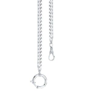 Taschenuhrkette, Panzerkette Silber 4mm flach