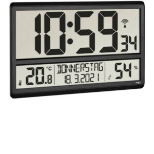 TFA LCD Funk Tisch-Wanduhr mit ausgeschriebenem Wochentag